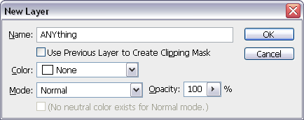 New Layer Dialog